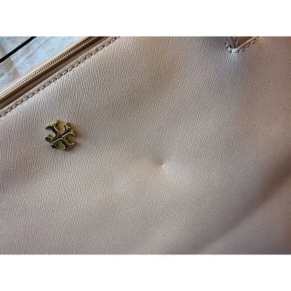 Tory Burch Women's Light Beige Leather Tote Bag Casual Saffaino Blush beautiful - Picture 5 of 14